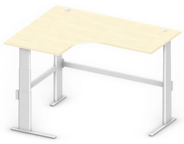 Deskin Sitz-/Stehtisch Jumboform Comfort MULTI M, Ahorndekor, B 1800/800 x T 1400/800 x H 655-1305 mm, Freiform linksseitig, 275369