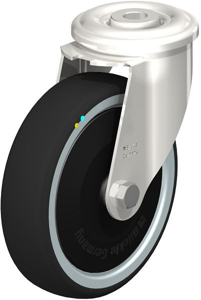 Blickle LEXR-PATH 125KD-ELS-FK Edelstahl-Lenkrolle mit Rückenloch, Thermoplastisches Polyurethan, Grau, 853700