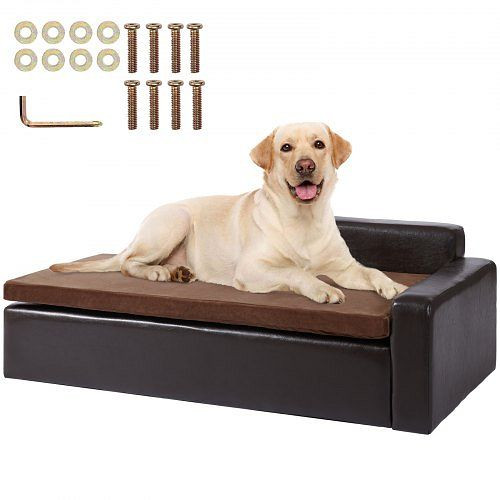 VEVOR Haustiersofa, für große Hunde und Katzen, Hundesofabett aus weichem Leder, 50 kg belastbar 101 x 58,5 x 33,5 cm, PYCWSFPYZFXDNUF01V0