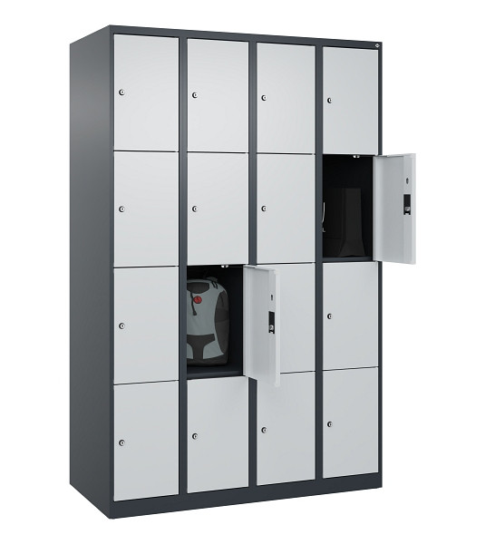 C+P Schließfachschrank Evolo PLUS, 16 Fächer, 1850x1200x500mm, 7016/7035, 049000-404 S10017