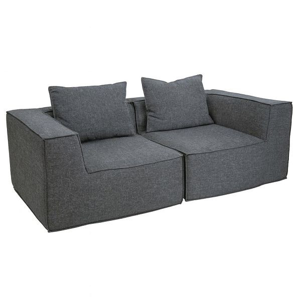 Mendler 2er-Sofa/Zubehör für Sofa HWC-O54, Couch 2-Sitzer Loungesofa, modular Stoff/Textil (300g/m²) 63x194x97cm, dunkelgrau, 153396+153397