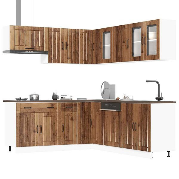 vidaXL 11-tlg. Küchenschrank-Set Lucca Altholz-Optik Holzwerkstoff, 3314929