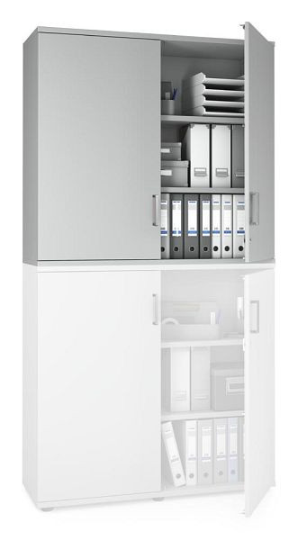 Deskin Flügeltüren-Aufsatzschrank MULTI MODUL-PRO, Dekor lichtgrau, B 1200 x H 1110 x T 420 mm, 351898