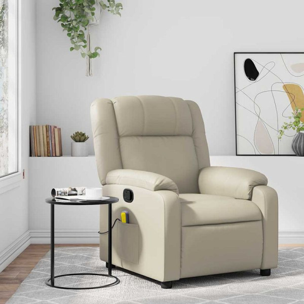vidaXL Massagesessel mit Relaxfunktion, Kunstleder, Creme, 3206189