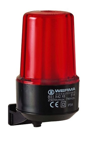 WERMA Dauerleuchte Wandmontage 12-230VAC/DC RD Gehäusefarbe schwarz- rot, 851.100.08