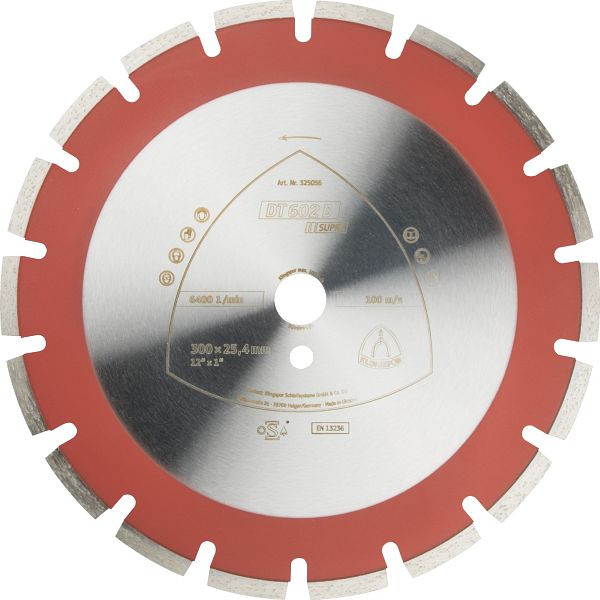 Klingspor DT 602 B Diamanttrennscheiben 300 x 2,8 x 25,4 mm 18 Segmente 40 x 2,8 x 9 mm Weitverzahnt, für Fugenschneider, 325056