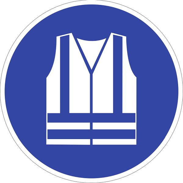 Moedel Warnweste benutzen ISO 7010, Folie, Ø 100 mm, 51822