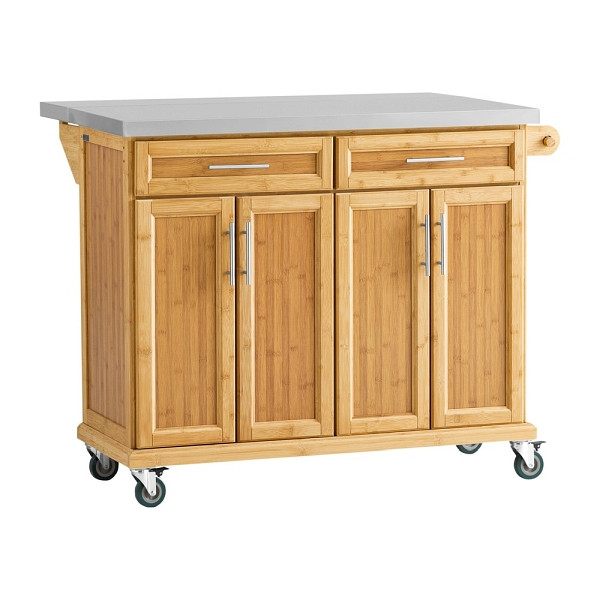 SoBuy Kücheninsel mit zwei Schubladen Holzfarbe 115x71x92.5cm, Funktional, FKW69-N