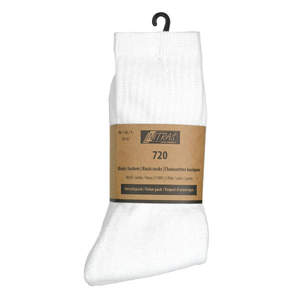 NITRAS Basic- Socken, Baumwolle/ Polyester/ Elasthan, Größe: 50, Farbe: weiß, VE: 160 Paar, 720-1100-50