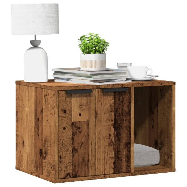 vidaXL Katzenklo Altholz-Optik 60x40x40 cm Holzwerkstoff, 857731