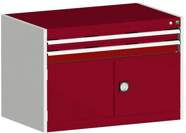 bott cubio Schubladenschrank bestückt mit 2 Schubladen, Tür BxTxH: 1050 x 650 x 700 mm, RAL 7035/3004, 40021215.24V