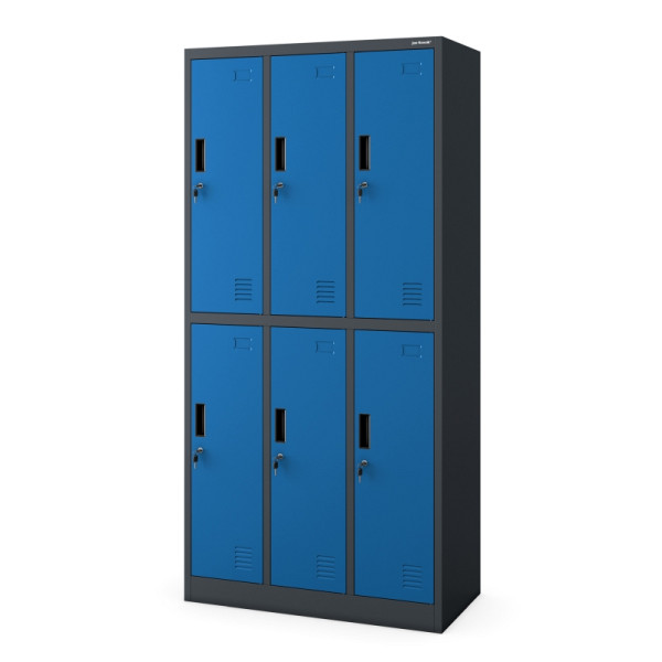 Jan Nowak Metallspind – 6-türiger Kleiderspind IGOR, 900 x 1850 x 450 mm, anthrazit-blau, 1883