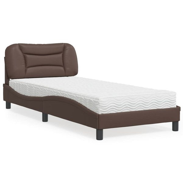 vidaXL Bett mit Matratze Braun 90x200 cm Kunstleder, 3208698