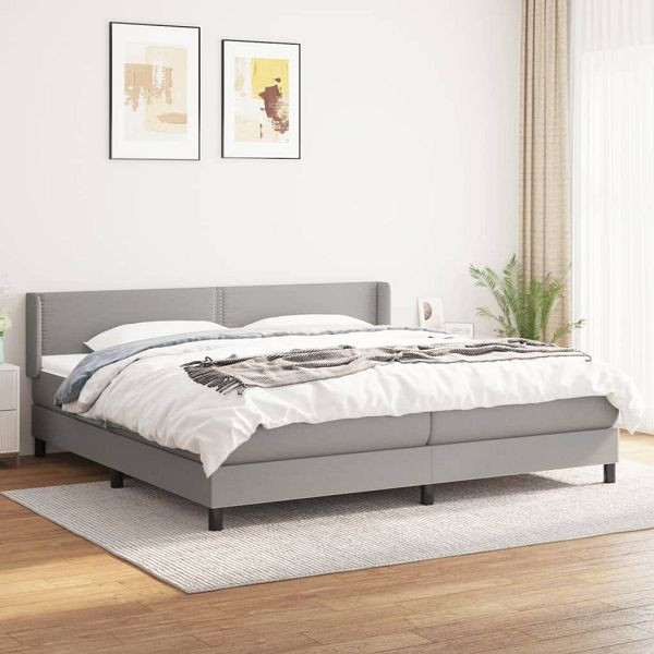 vidaXL Boxspringbett mit Matratze Hellgrau 200x200 cm Stoff, 3129657
