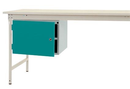 Manuflex Gehäuse-Unterbau stationär, Nutzhöhe 300 mm mit 1 Tür und Einlegeboden, für Tischtiefe 800 mm, Wasserblau, ZB4704.5021