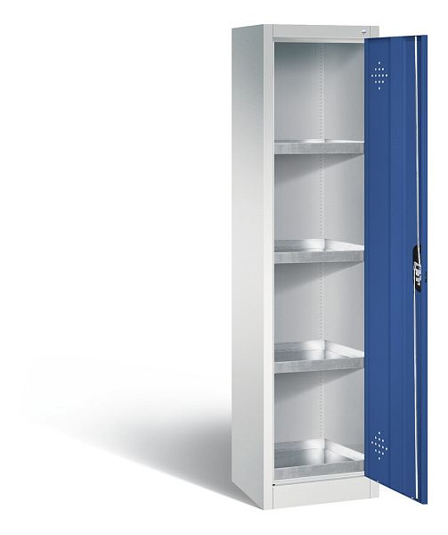 C+P Umweltschrank Acurado, H1950xB502xT500mm, Farbe: Lichtgrau / Enzianblau, Muldengriff, 8901-315 S10141