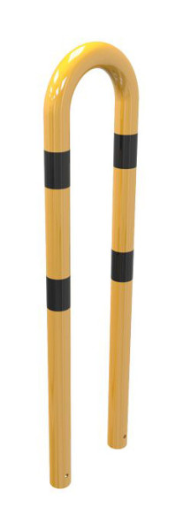 Schake Rammschutzbügel Stahlrohr Ø 76 mm gelb / schwarz, Gesamtbreite: 400 mm, Höhe Überflur: 1150 mm, zum Einbetonieren, 477_07BG