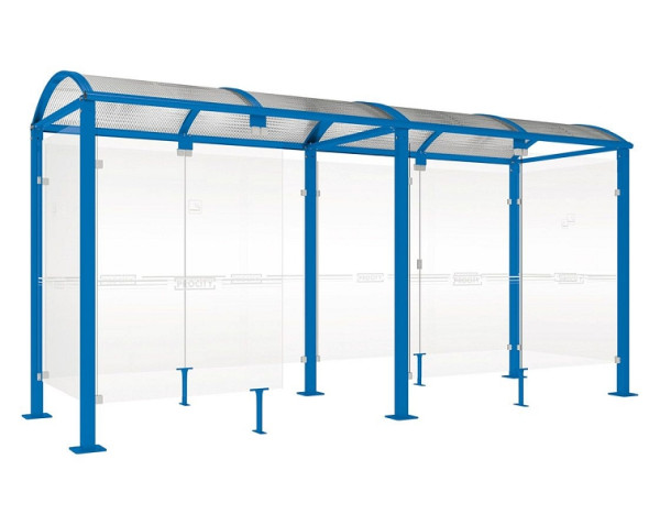 Procity Raucherunterstand Klassik "M" - Tiefe 1560 mm, Farbe RAL 5010, Maße: Breite 5000 x Höhe 2547 x Tiefe 1666 mm, 529371.5010