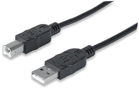 MANHATTAN Hi-Speed USB B Anschlusskabel, Typ A Stecker - Typ B Stecker, 480 Mbps, 1,8 m, Schwarz, 393737