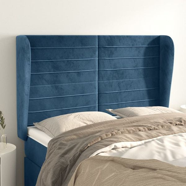 vidaXL Kopfteil mit Ohren Dunkelblau 147x23x118/128 cm Samt, 3118148
