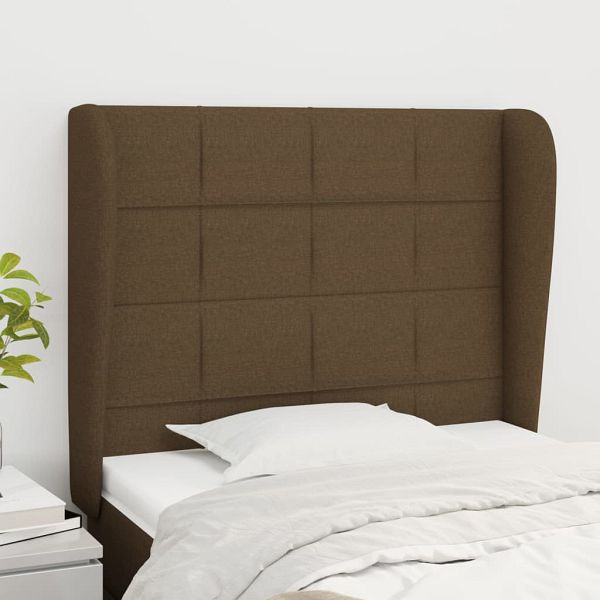 vidaXL Kopfteil mit Ohren Dunkelbraun 103x23x118/128 cm Stoff, 3117949