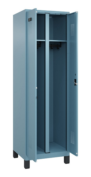C+P Schwarz-Weiß-Spind Evolo PLUS, mit Füßen, 2 Abteile, 1950x600x500mm, 0010/0, Zylinderschloss, 049012-20 S10048