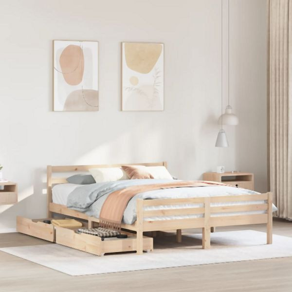 vidaXL Massivholzbett ohne Matratze 140x190 cm Kiefernholz, 3301602