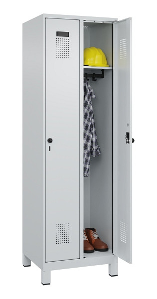 C+P Spind Evolo PLUS, mit Füßen, 2 Abteile, 1950x600x500mm, 7035/7035, Verschluss Drehriegel, Ablageböden 2, 049010-20 S10013