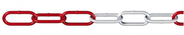 Dörner + Helmer Absperrkette (DIN 5685-1) 6 mm Stahl verzinkt, rot, weiß lackiert, Tragkraft 160 kg, VE: 15 m, 163101