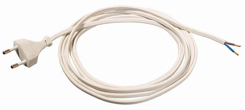 as-Schwabe Euro-Anschlussleitung 3m, weiß Kunststoffmantelleitung H03VVH2-F 2x0,75, 70651