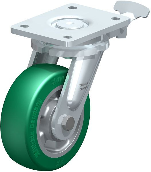 Blickle LO-ALST 150K-RI4 Stahlgeschweißte Schwerlast-Lenkrolle, Blickle Softhane®, Grün, 852380