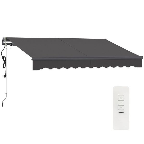 Outsunny Klemmmarkise mit Handkurbel elektrisch höhenverstellbar Gelenkarmmarkise 300 cm breit Dunkelgrau, 840-278V91CG