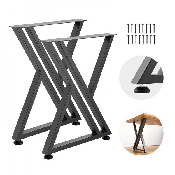 VEVOR Tischkufen 2er-Set 610x740 mm, X-Form, Kohlenstoffstahl, 1000 kg, Tischbeine Schwarz für Schreibtische, Couchtische, ZTCFKXXIIK284YMYC001V0