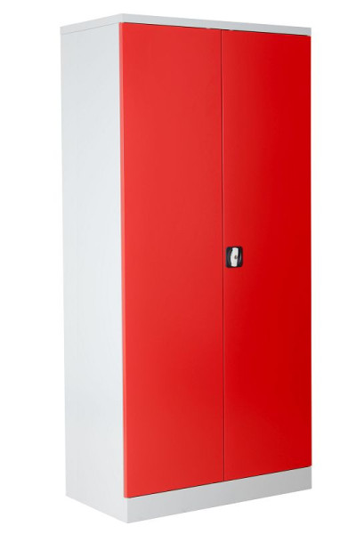 Gürkan Flügeltürenschrank, 60 x 92 x 195 cm, Lichtgrau, Feuerrot, Verstärkte Fachboden Stück 4, FLC.196/N, 100093