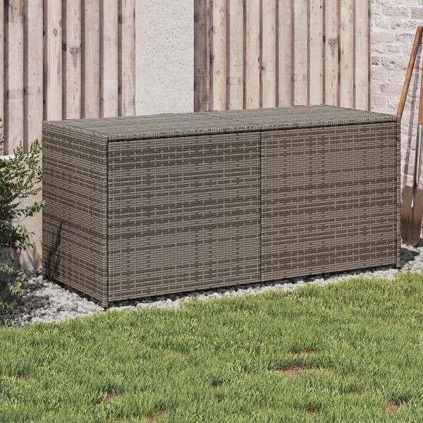 vidaXL Gartentruhe Grau 283L Poly Rattan, Material: PE-Rattan, pulverbeschichteter Stahl, 365314