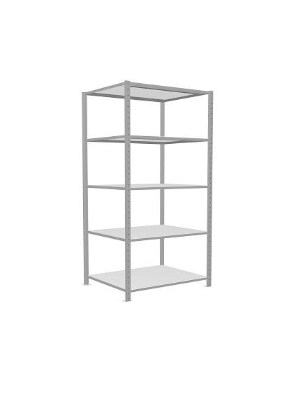 Schulte Grundregal, Steckregal MULTIplus250, 2000 x 1000 x 800 mm, 5 Fachböden, Kreuzstrebe, RAL 7035 lichtgrau, 32880