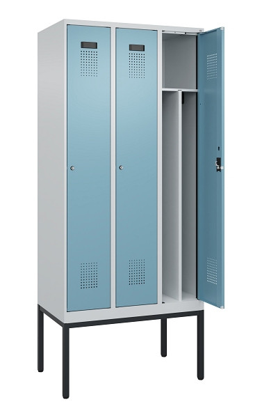 C+P Spind Evolo PLUS, Gestell, 3 Abteile, 2120x900x500mm, 7035/0010, Verschluss Zylinderschloss, 0490307-30F S10036