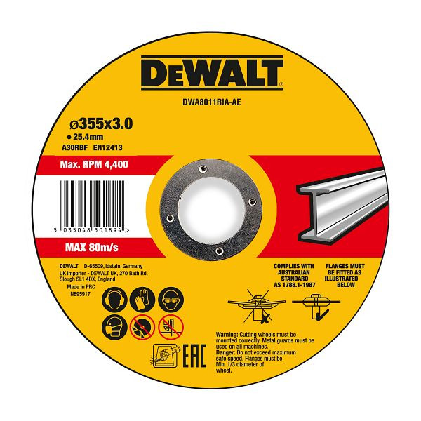 DeWalt High Performance Trennscheibe 355x3x25,4 mm Metall Typ 41 (flach), DWA8011RIA-AE