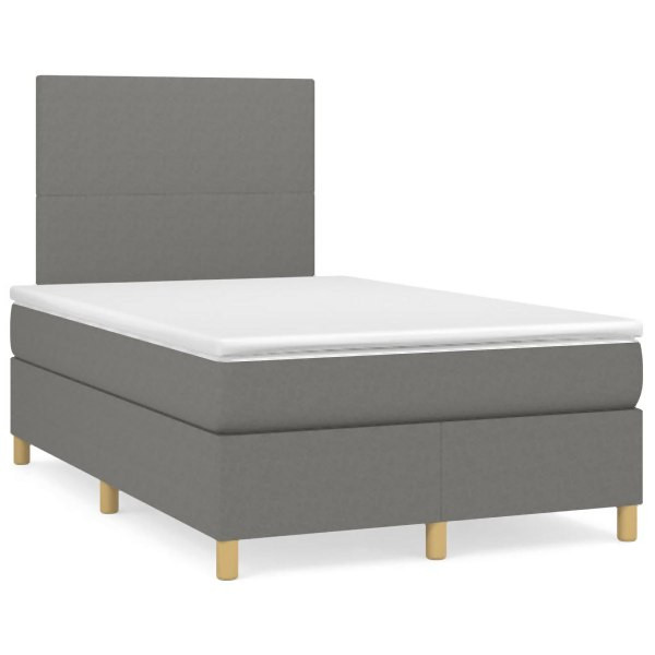 vidaXL Boxspringbett mit Matratze & LED Dunkelgrau 120x190 cm Stoff, 3270233
