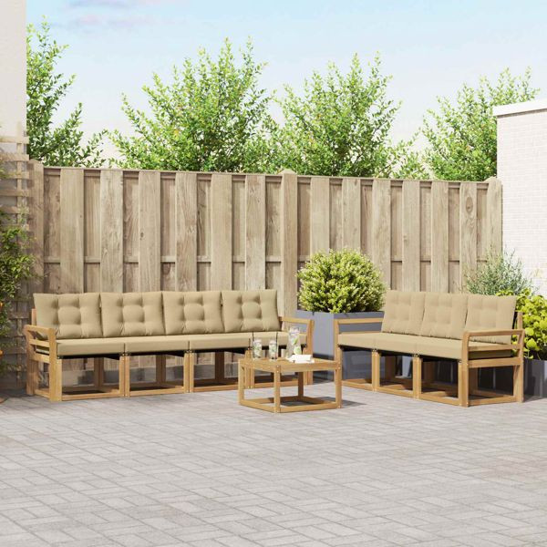 vidaXL Outdoor-Sofagarnitur mit Kissen 8-teilig Weiß und Beige, 3389287