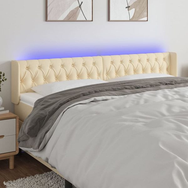 vidaXL LED Kopfteil Creme 183x16x78/88 cm Stoff, 3123591