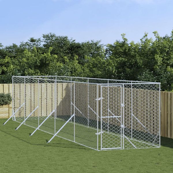 vidaXL Outdoor-Hundezwinger Silbern 2x10x2 m Verzinkter Stahl, 3190453