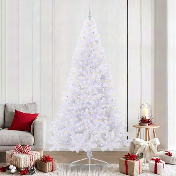 vidaXL Künstlicher Weihnachtsbaum Weiß 240 cm PVC und Stahl, 3426837