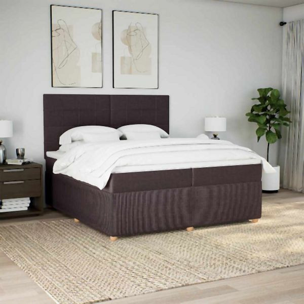 vidaXL Boxspringbett mit Matratze Dunkelbraun 200x200 cm Stoff, 3294466