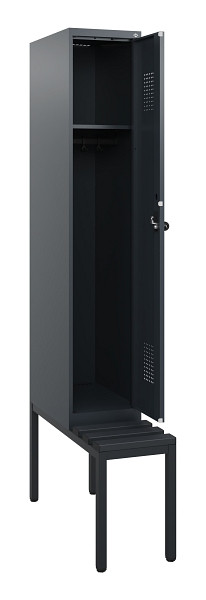 C+P Spind Evolo PLUS, 1 Abteil, 1950x300x815mm, 7016/7016, Drehriegel, Sitzfläche Kunststoff, Sitzbank, 0490505-10 S10070