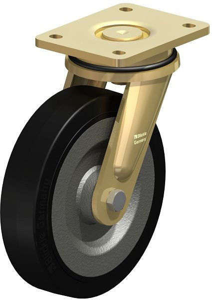 Blickle LS-SE 200K Stahlgeschweißte Schwerlast-Lenkrolle, schwere Drehkranz-Ausführung, Elastik-Vollgummi, Schwarz, 43992