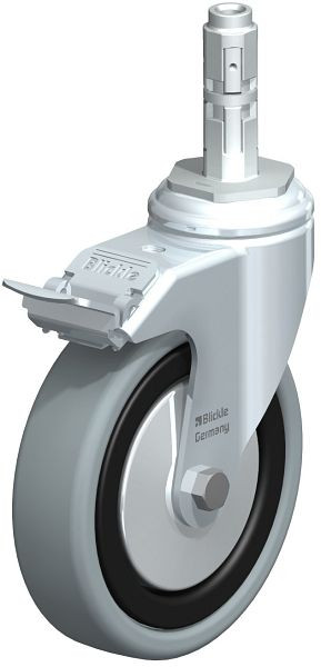 Blickle LKRA-VPA 126G-11-FI-FA-E12 Apparate-Lenkrolle mit Expander & Feststeller, Vollgummi, Grau, 750827