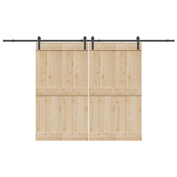 vidaXL Schiebetürbeschlag-Set 366 cm Stahl Schwarz, 3295777