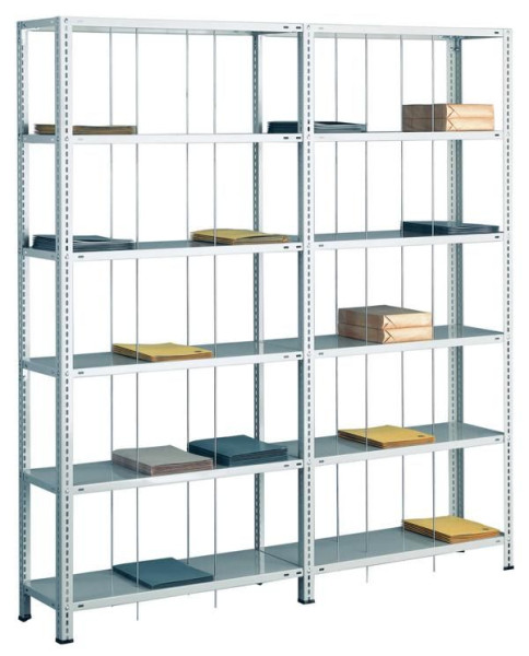 Schulte Grundregal, Schraub-Fädelstäberegal BASIC70, 2300 x 900 x 350 mm, 7 Fachböden, RAL 7035 lichtgrau, 30692