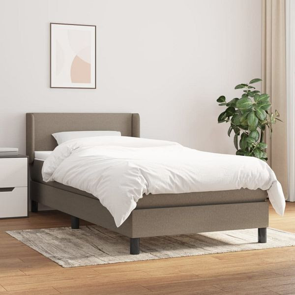 vidaXL Boxspringbett mit Matratze Taupe 90x200 cm Stoff, 3129525